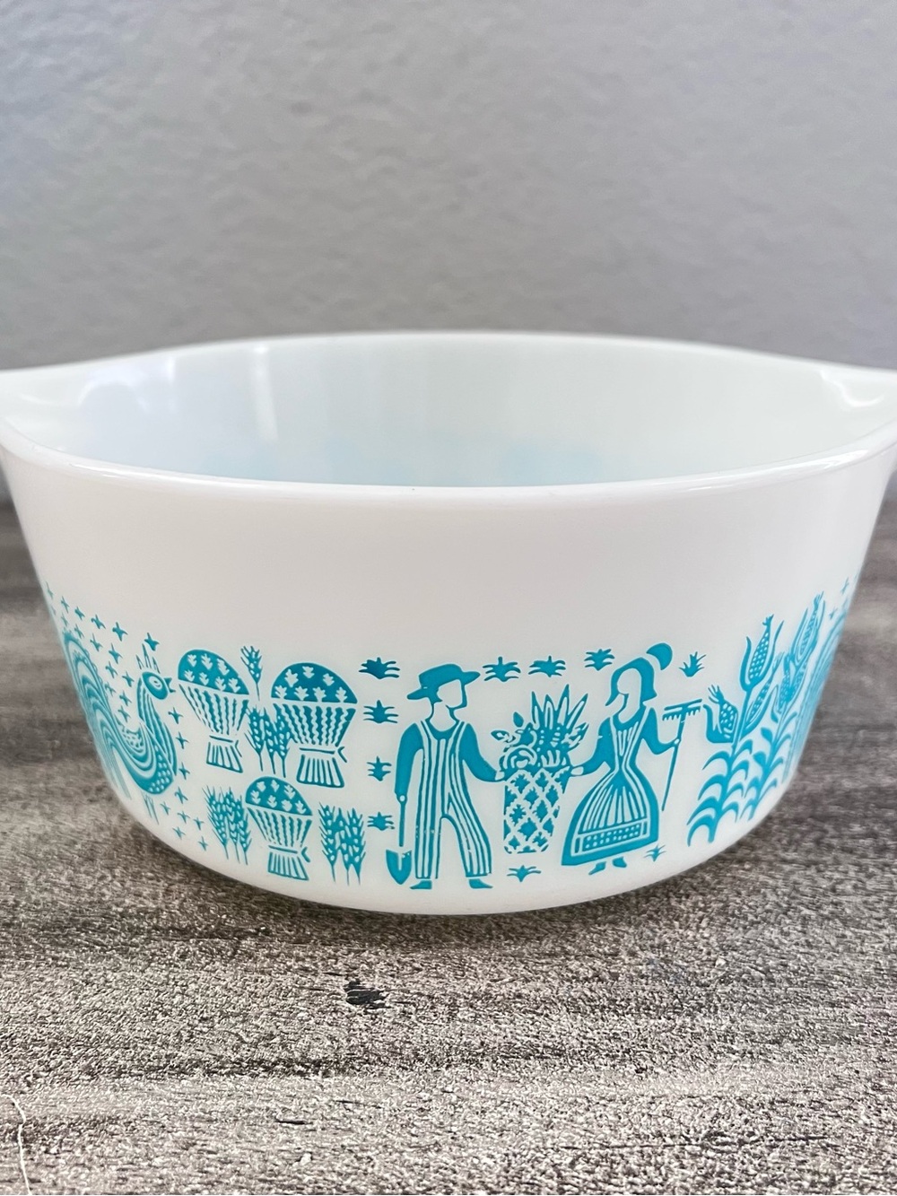 Vintage PYREX Amish Butterprint White/Turquoise #474B 1-1/2 QT Ovenware Dish